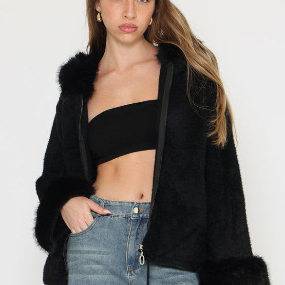 ג׳קט סריג קפוצ׳ון פרווה איכותי