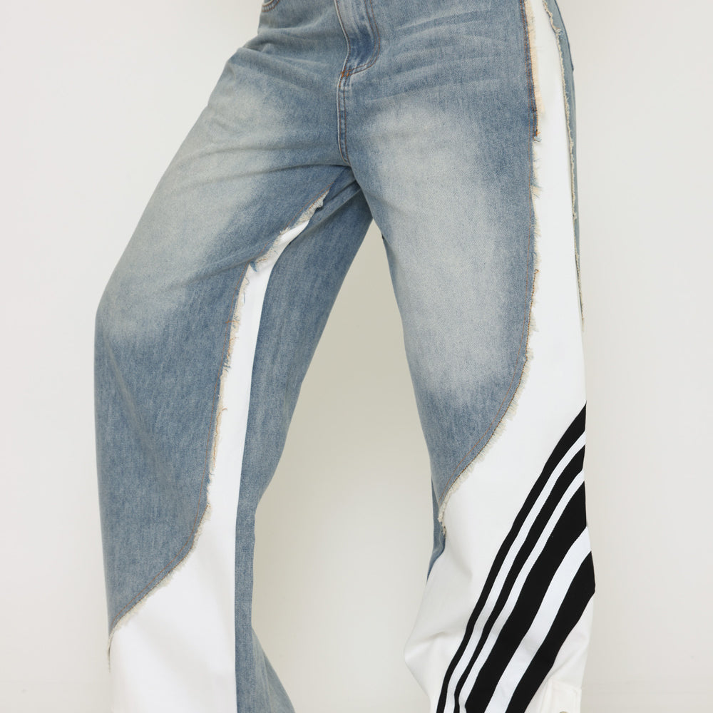 ג׳ינס שילוב לבן-שחור