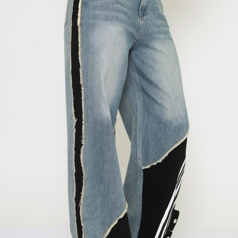 ג׳ינס שילוב לבן-שחור