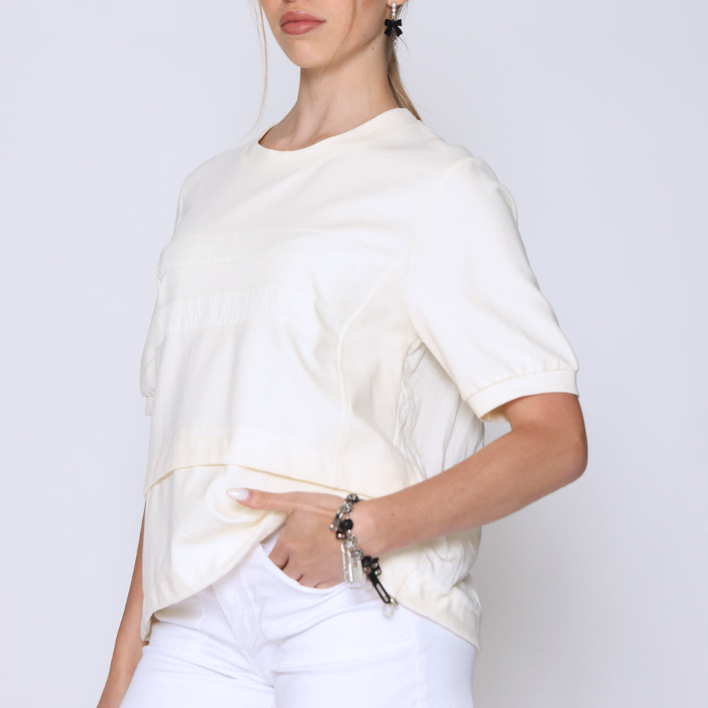 טי-שרט בד משולב אובר סייז