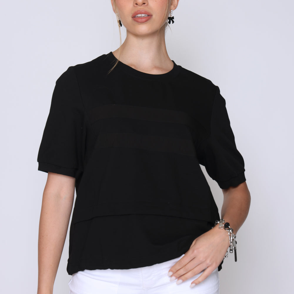 טי-שרט בד משולב אובר סייז